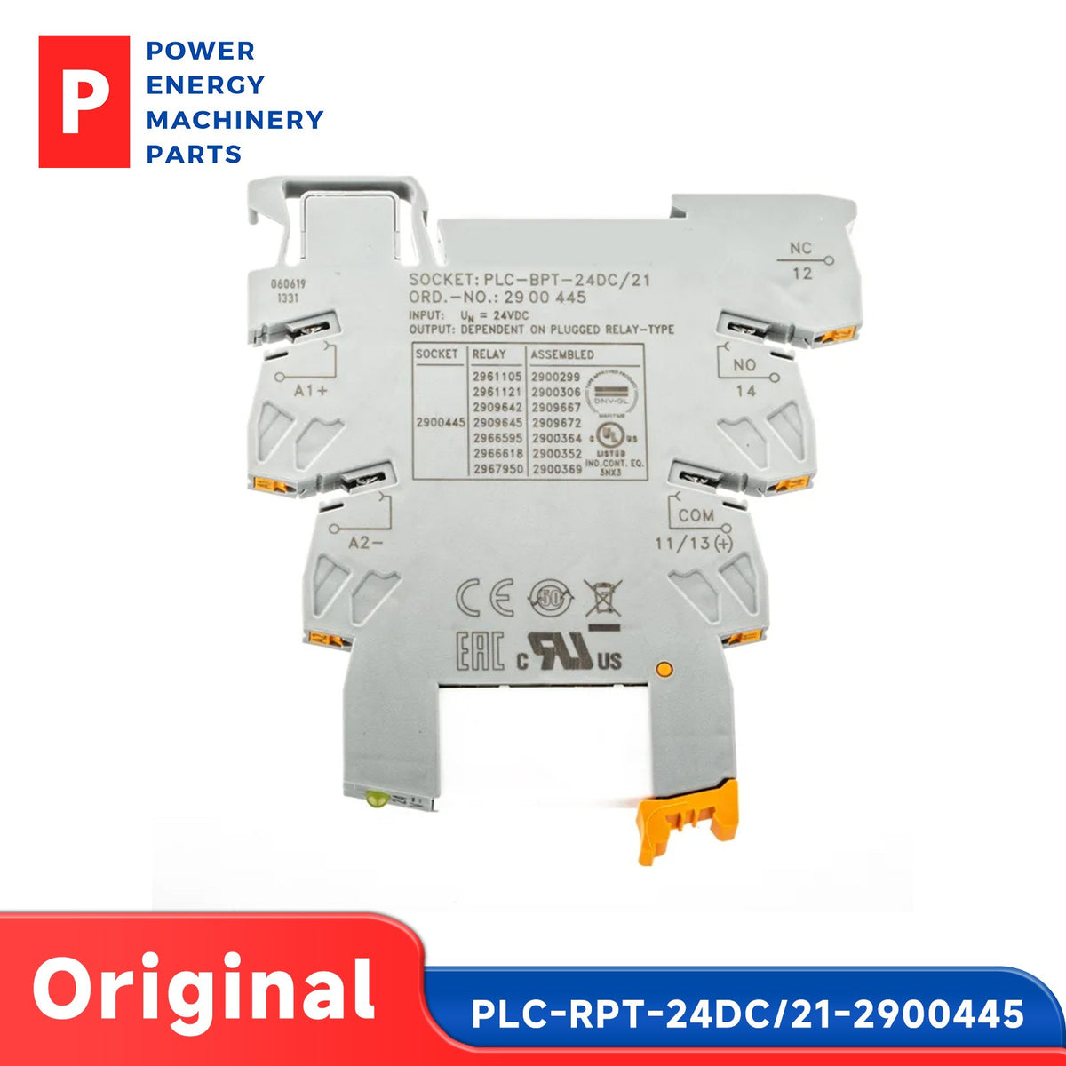 Original Phoenix Contact Relay Kit 2961105 / 2900445 / 2900299 24VDC 6A PLC Plug-in Relay & DIN Rail Base