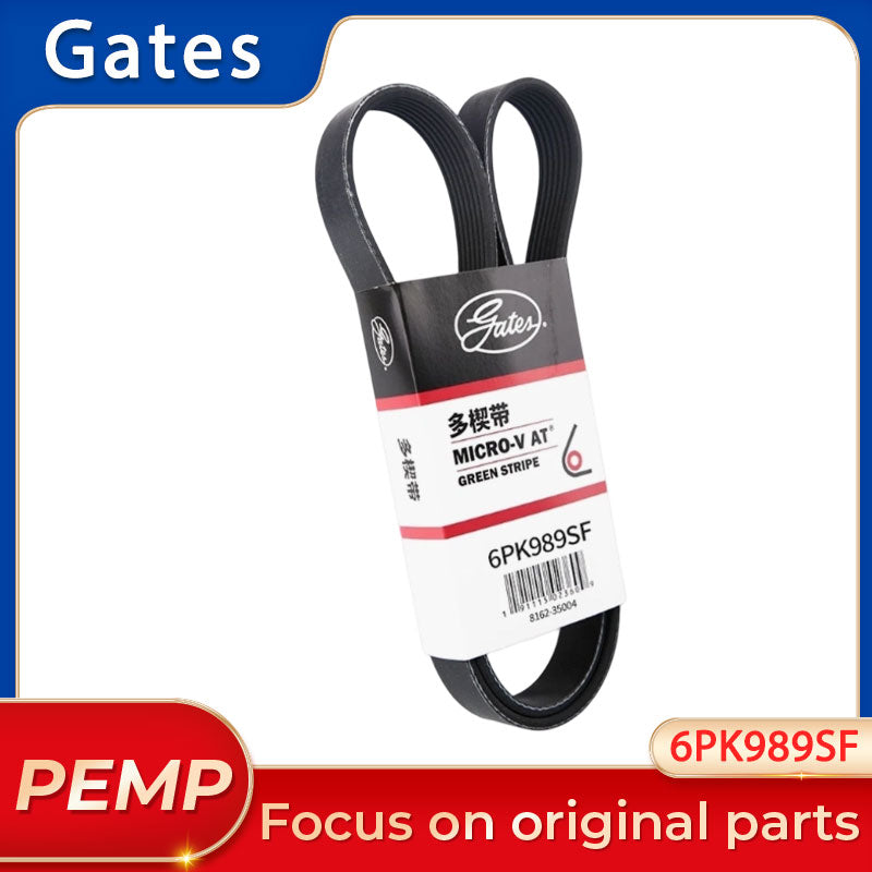 Genuine Gates 6PK989SF Micro‑V Stretch Serpentine Belt 6 Ribs 989mm Self‑Tensioning Elastic Belt