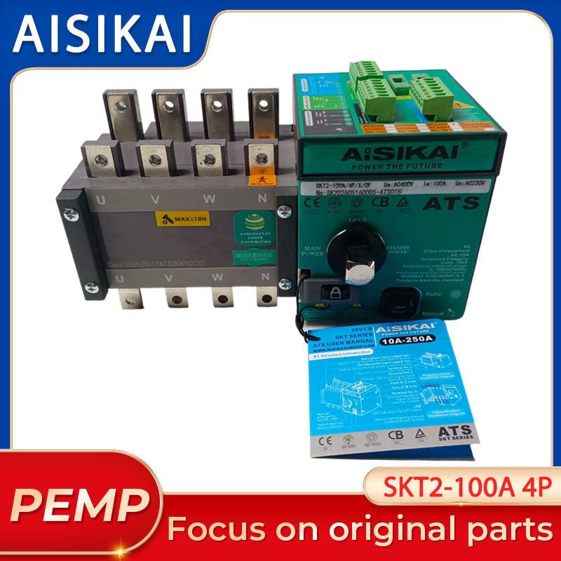 Original AISIKAI SKT2‑100A 4P ATS Automatic Transfer Switch 100A PC‑Grade Dual Power Changeover Switch