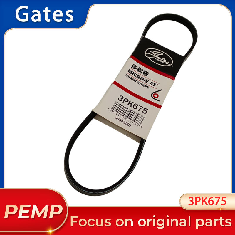 Original GATES 3PK675 Micro-V Multi-Rib Serpentine Belt 3 Ribs 675mm For AC Compressor & Alternator