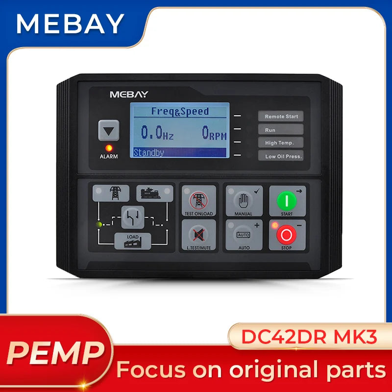 Módulo controlador de grupo electrógeno diésel con pantalla LCD original Mebay DC42DR MK3 para monitoreo de parámetros del grupo electrógeno