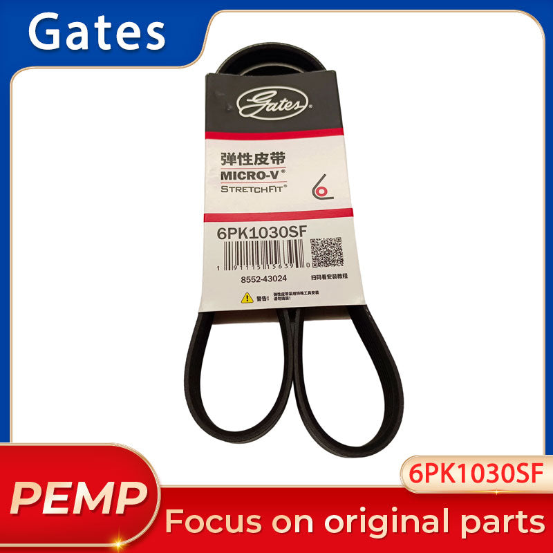 Original Gates Drive Belt 6PK1030SF Multi-V Fan Belt Fits For Ford Fiesta 2010-2017 Engine