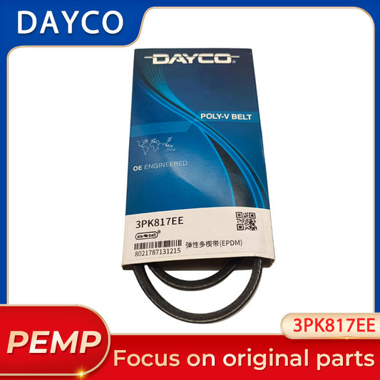 Original DAYCO 3PK817EE Stretch Poly-V Belt 3 Ribs 817mm For AC Compressor Tensioner-Free Drive